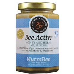 Bee Active with 12 certified-organic herbs combined with 100% pure unprocessed Canadian honey and bee pollen, Mrs. Bee’s answer to low energy.